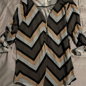Zig Zag Blouse with Zipper